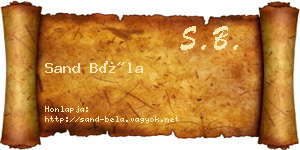Sand Béla névjegykártya